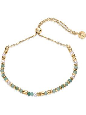 Amazonite 14K Yellow Gold Plated Gemstone Beaded Bracelets for Women